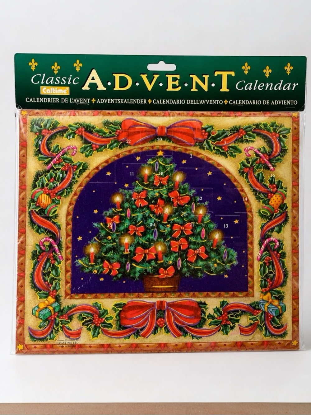 Vtg Caltime Victorian Christmas Tree Advent Calendar 13” x 11” Sealed England